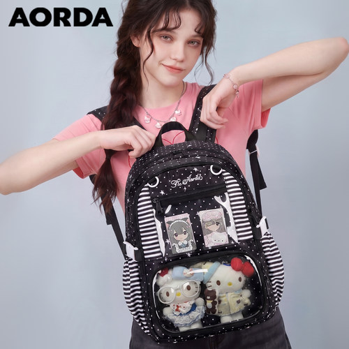 AORDA2026新款黑色痛包双肩背包