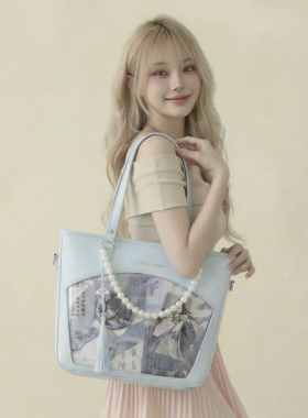 AORDA 韩系蓝色痛包单肩外出日常款吧唧娃包高级感小食量斜挎通勤