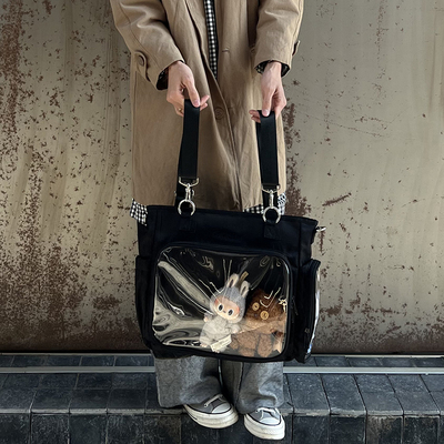 奥尔达大容量黑色痛包男吧唧包