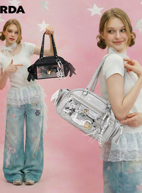 AORDA 小食量丝带痛包斜挎波点日常款外出单肩高级感追星吧唧娃包