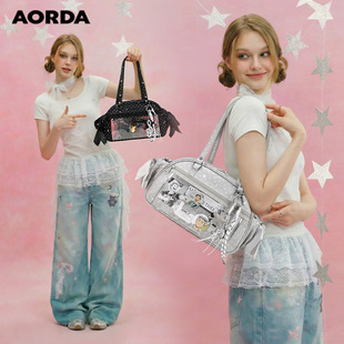 AORDA 小食量丝带痛包斜挎波点日常款外出单肩高级感追星吧唧娃包