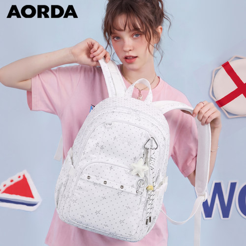 AORDA2026新款简约波点双肩背包