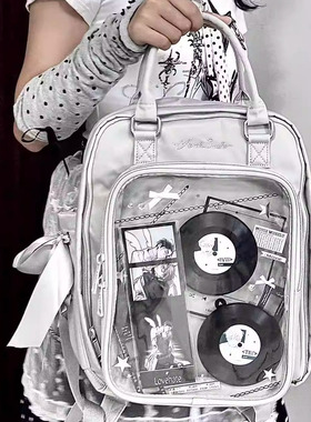 AORDA 小食量灰色痛包双肩背包丝带高颜值小型书包吧唧10cm遛娃包