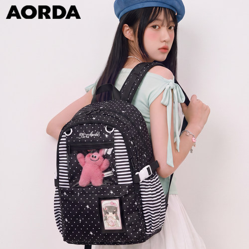 AORDA简约波点痛包大容量双肩包
