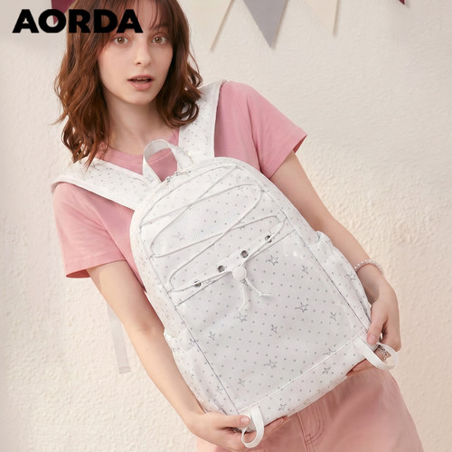 AORDA学生波点痛包百搭双肩背包
