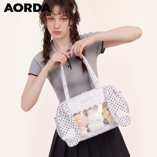 AORDA韩系波点白色痛包追星娃包