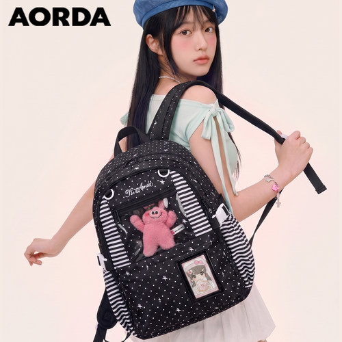 AORDA大学生波点痛包轻便双肩包