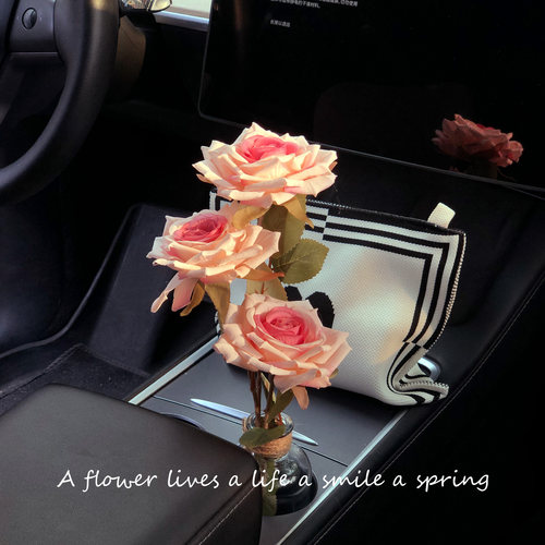 车载曼塔玫瑰内饰氛围摆件车上中控台网红花束装饰创意小花瓶摆件
