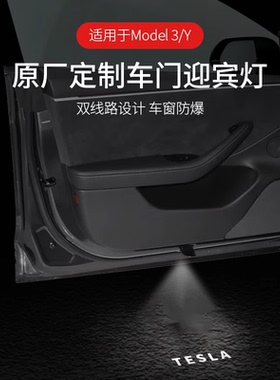 适用于特斯拉Model3/y迎宾灯带保险投影灯车门门灯氛围灯装饰丫