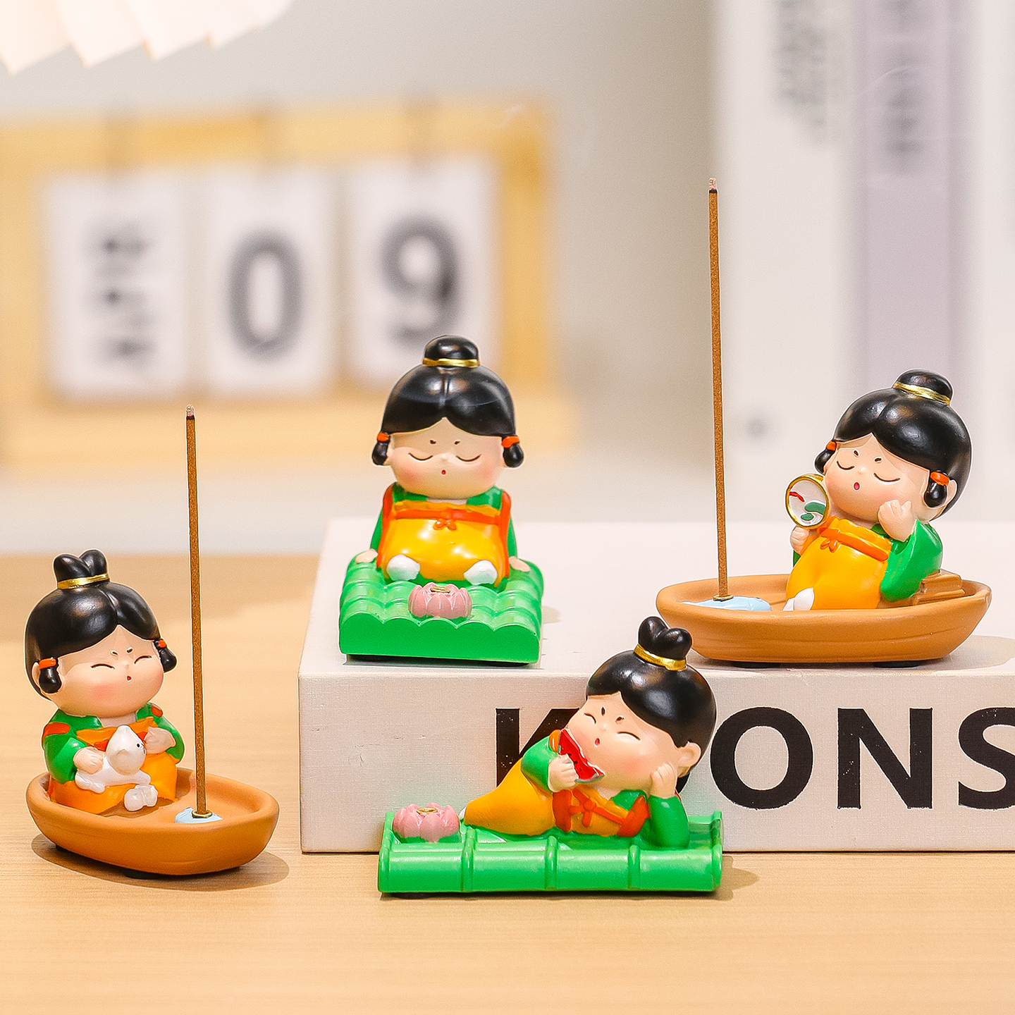 可爱唐仕女香插香炉摆件桌面装饰