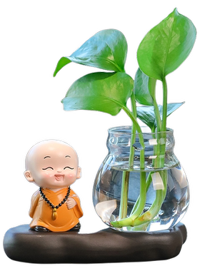 恺帅树脂中式桌面慧能小和尚水培