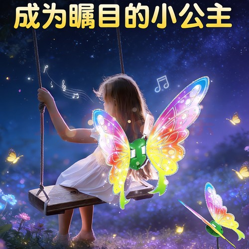 电动翅膀会动男孩机甲翅膀背饰升级版声光儿童蝴蝶翅膀生日礼物