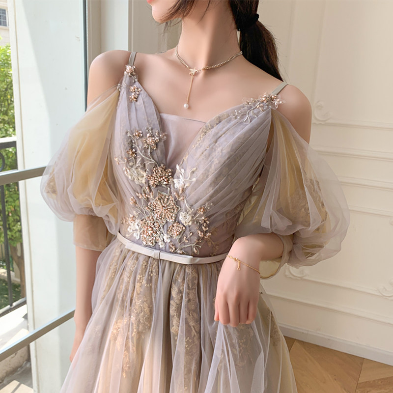 速发伴娘服2025新款夏季婚礼仙气质姐妹团礼服裙简约遮肉中长款