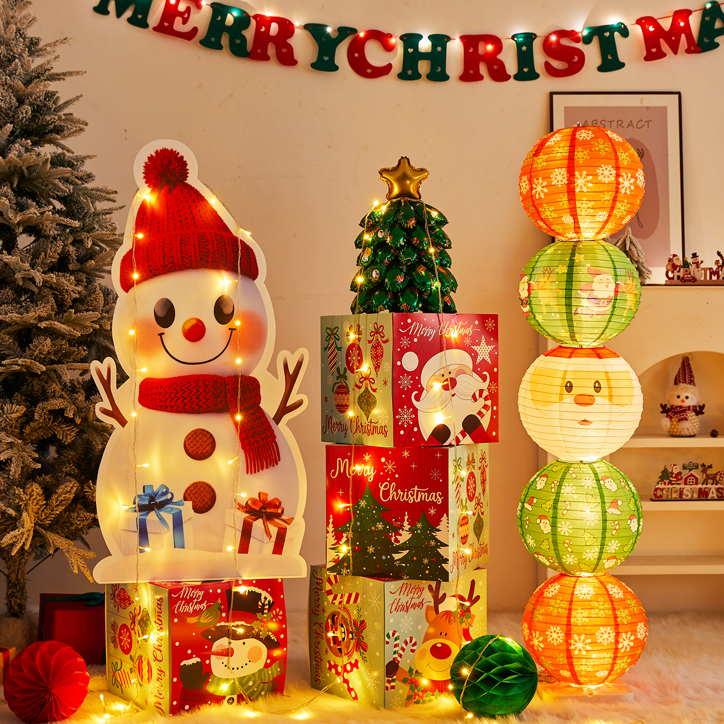 圣诞装饰品创意卡通圣诞雪人姜饼人摆件商场店铺圣诞场景氛围布置