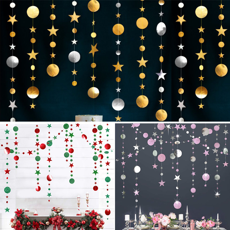 圣诞节装饰拉花吊饰布置圣诞彩带拉旗生日橱窗学校教室背景挂饰