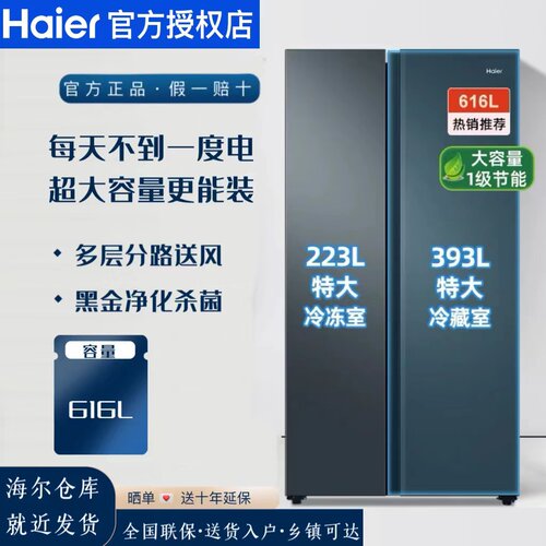 大容量冰箱BCD-616WGHSSEDC9海尔