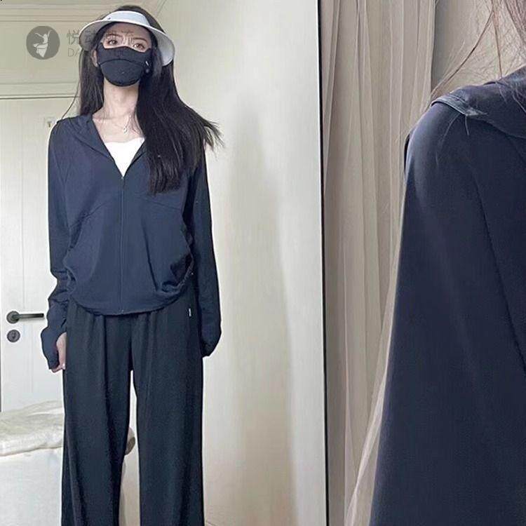 黑色冰丝防晒衣女款2026新款套装夏季防晒服薄款运动轻薄正肩外套