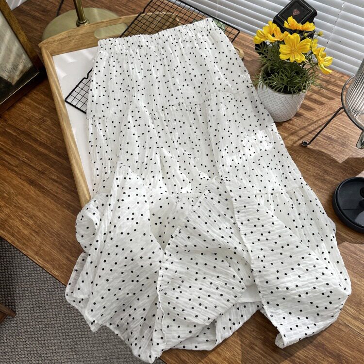 波点雪纺半身裙女夏季高腰显瘦