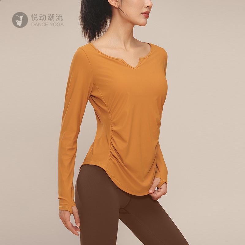 锦纶瑜伽服女速干健身服运动上衣普拉提训练服长袖衣服跑步罩衫秋
