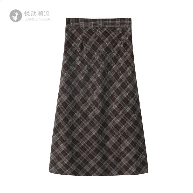 秋冬新款复古赫本风纹高腰显瘦