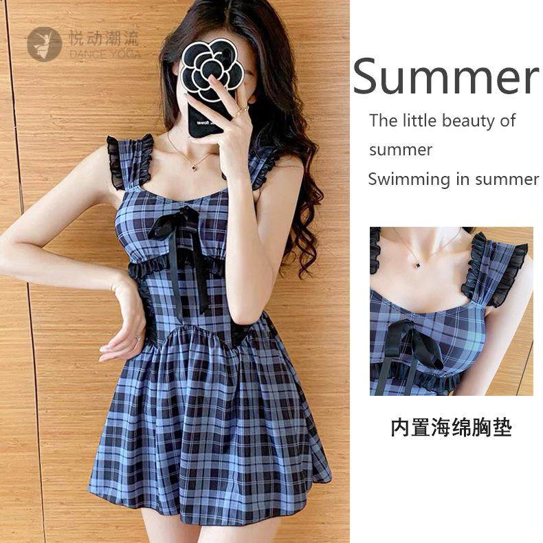 新款泳衣女性感露背吊带温泉泳装连体裙式显瘦小胸聚拢防走光平角