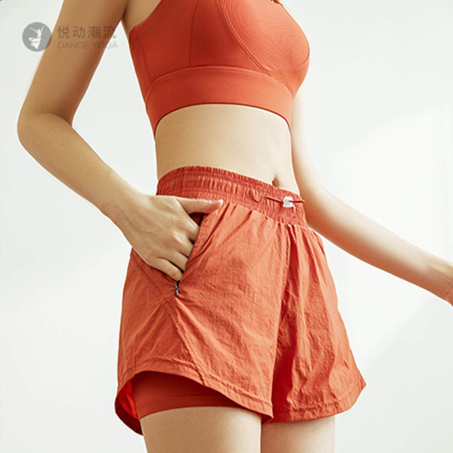 2025新款高腰运动短裤女防走光宽松显瘦瑜伽健身跑步服夏季短裤女