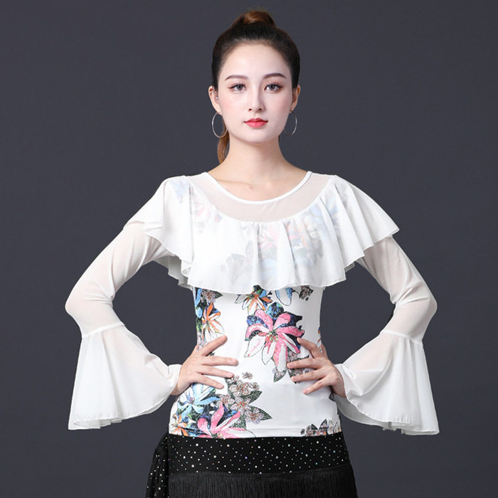 广场舞新款喇叭袖拉丁舞服成人女