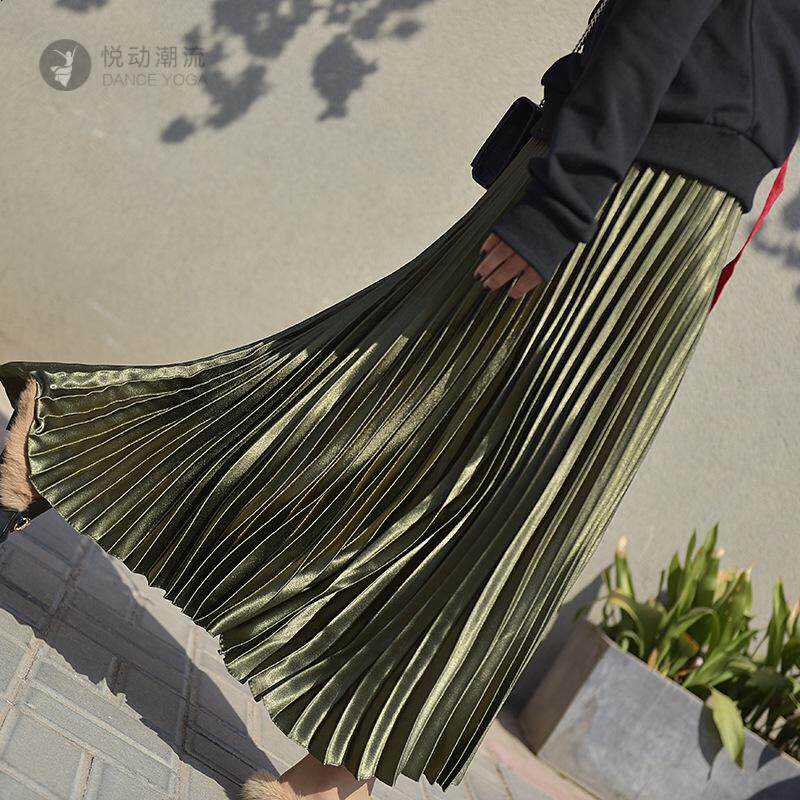 百褶半身裙女春款高腰复古港味