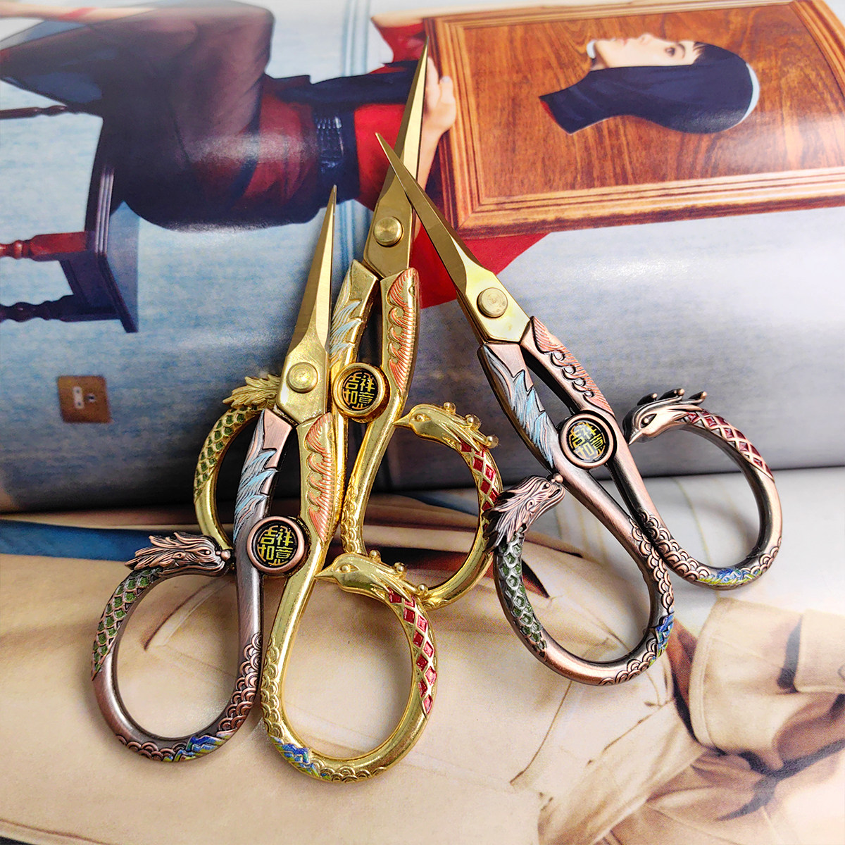 龙凤剪十字绣专用工具剪刀刺绣剪线头家用精致复古剪尖头锋利便携,居家布艺,十字绣套件,淘宝优惠券,粉丝福利购,淘宝优惠卷