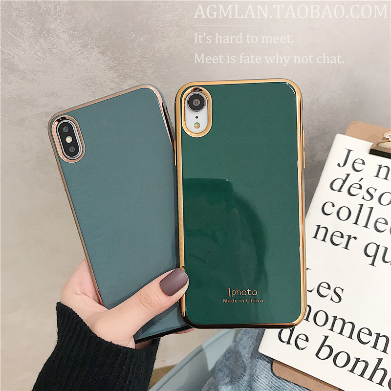 简约电镀翡翠绿iphone11Pro/Max/7/8plus/XS/XR手机壳苹果6s硅胶