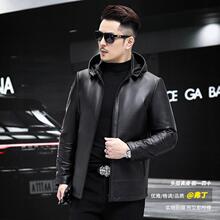 正宗海宁真皮羽绒服头层牛皮男士可拆卸内胆连帽皮衣冬季加厚保暖