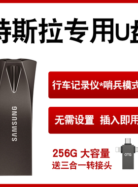 三星256gu盘特斯拉model3s x y专用车载360全景行车记录仪u盘行程全程录像的优盘 TeslaCam哨兵模式fat32格式