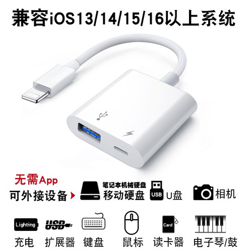 适用苹果otg转接头lightin接硬盘
