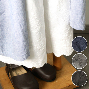 可单穿可打底 春夏森女叠穿实用百搭全棉刺绣松紧腰裙裤九分裤女