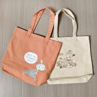 出口日本多余~可爱亚美姆明印花厚实全棉帆布单肩包女式大容量包