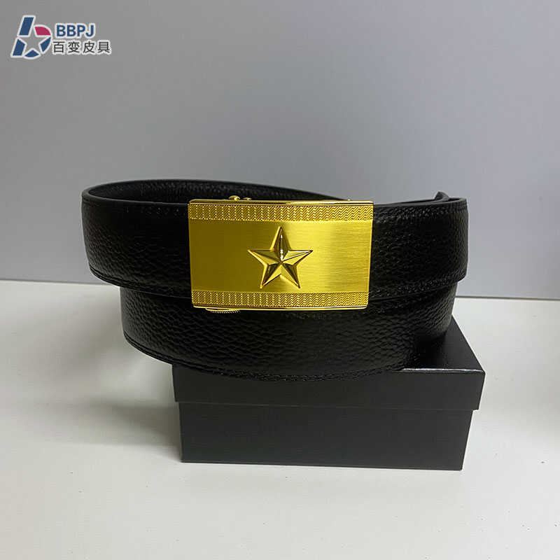 腰带头层牛皮男立体五星百搭