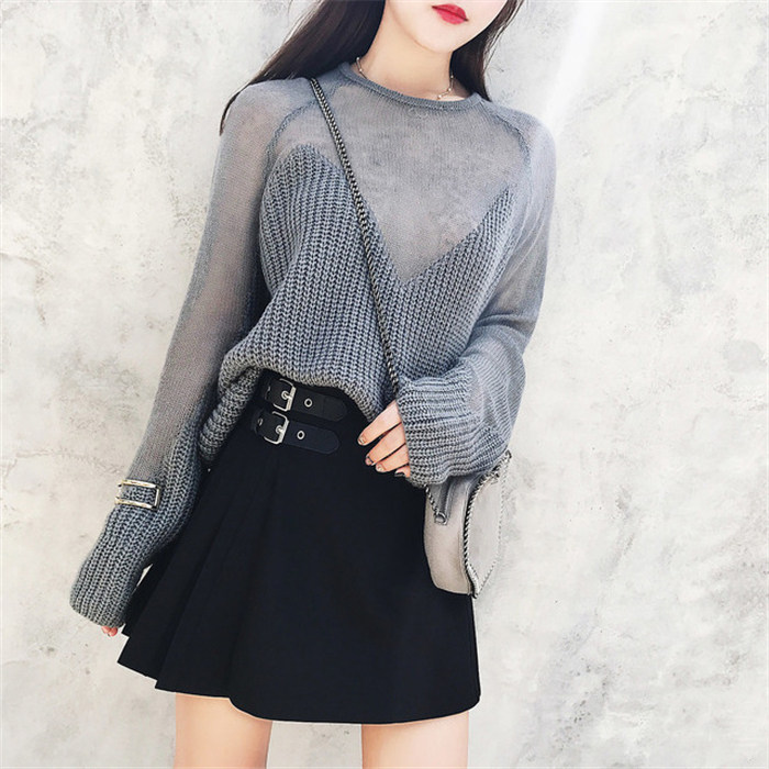 2019秋装新款chic针织衫镂空上衣宽松长袖透视罩衫薄款毛衣女套头|ruв категории Женская одежда, шерстяной свитер - от Buy2taobao.com для оказания профессиональной услуги покупки агента Taobao