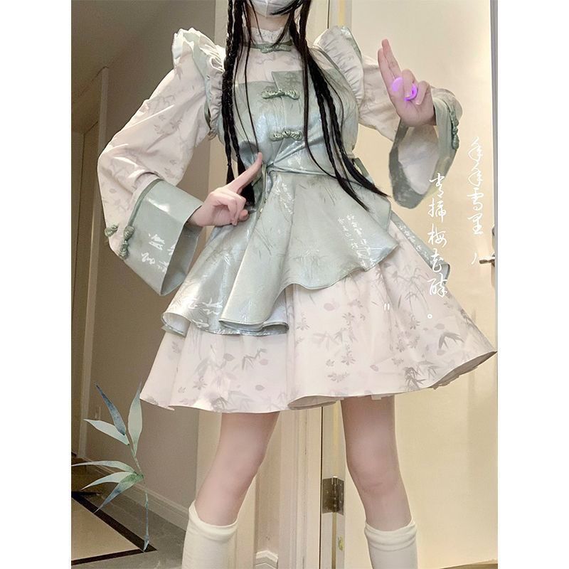 中华风洛丽塔新中式改良旗袍竹杳Lolita少女汉服op连衣裙夏款