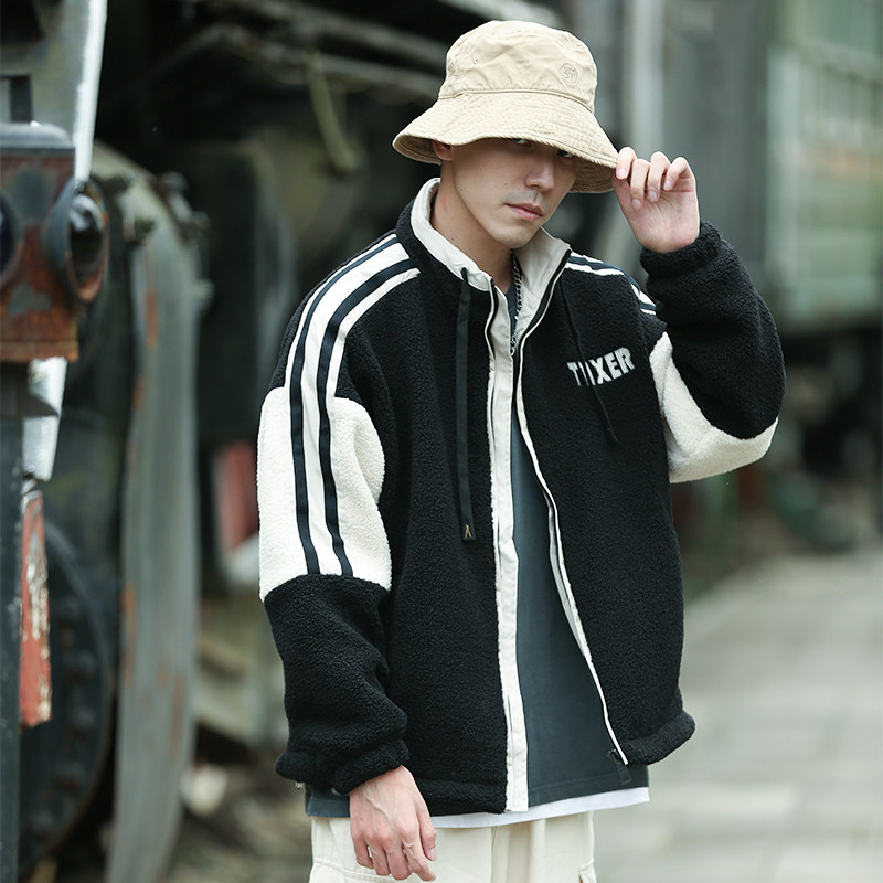 冬装日系棉衣宽松羊羔毛加厚加棉保暖羊羔绒棉服C309B-MY612-P75,男装棉衣,电商C309B