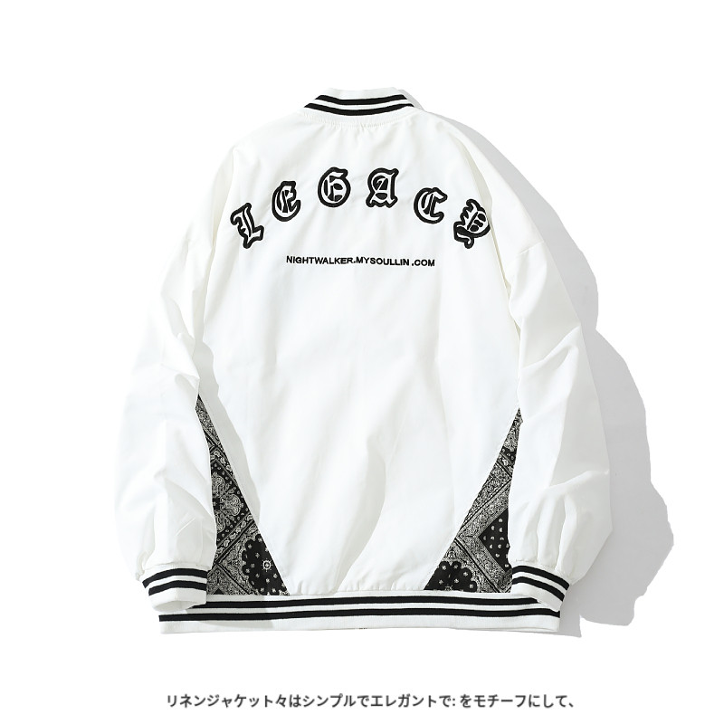2023白底平铺 日系宽松夹克美式工装棒球服 C309B-JK2614-P70图片