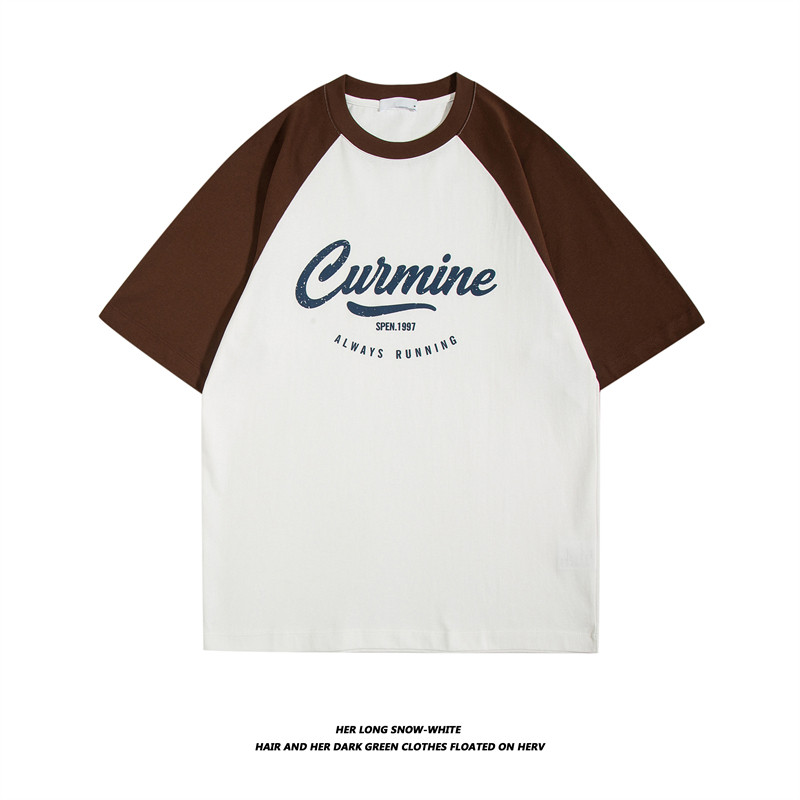 8075-P38纯棉克重240g夏装美式潮牌打底宽松短袖T恤潮牌半袖t，男装T恤，电商C309B