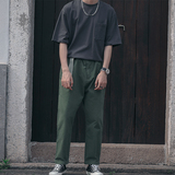 K138-P45山系Pants日式复古做旧水洗裤休闲宽松腰带微锥罗卜裤，男装休闲裤，电商C309B