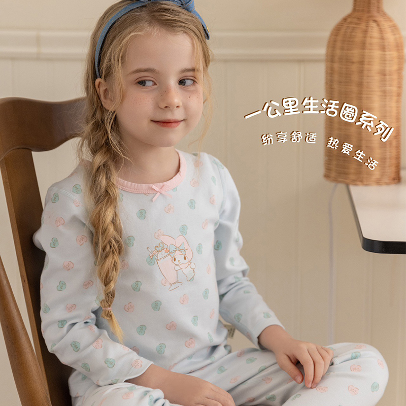 小松鼠洛洛冬季女孩纯棉内衣套装