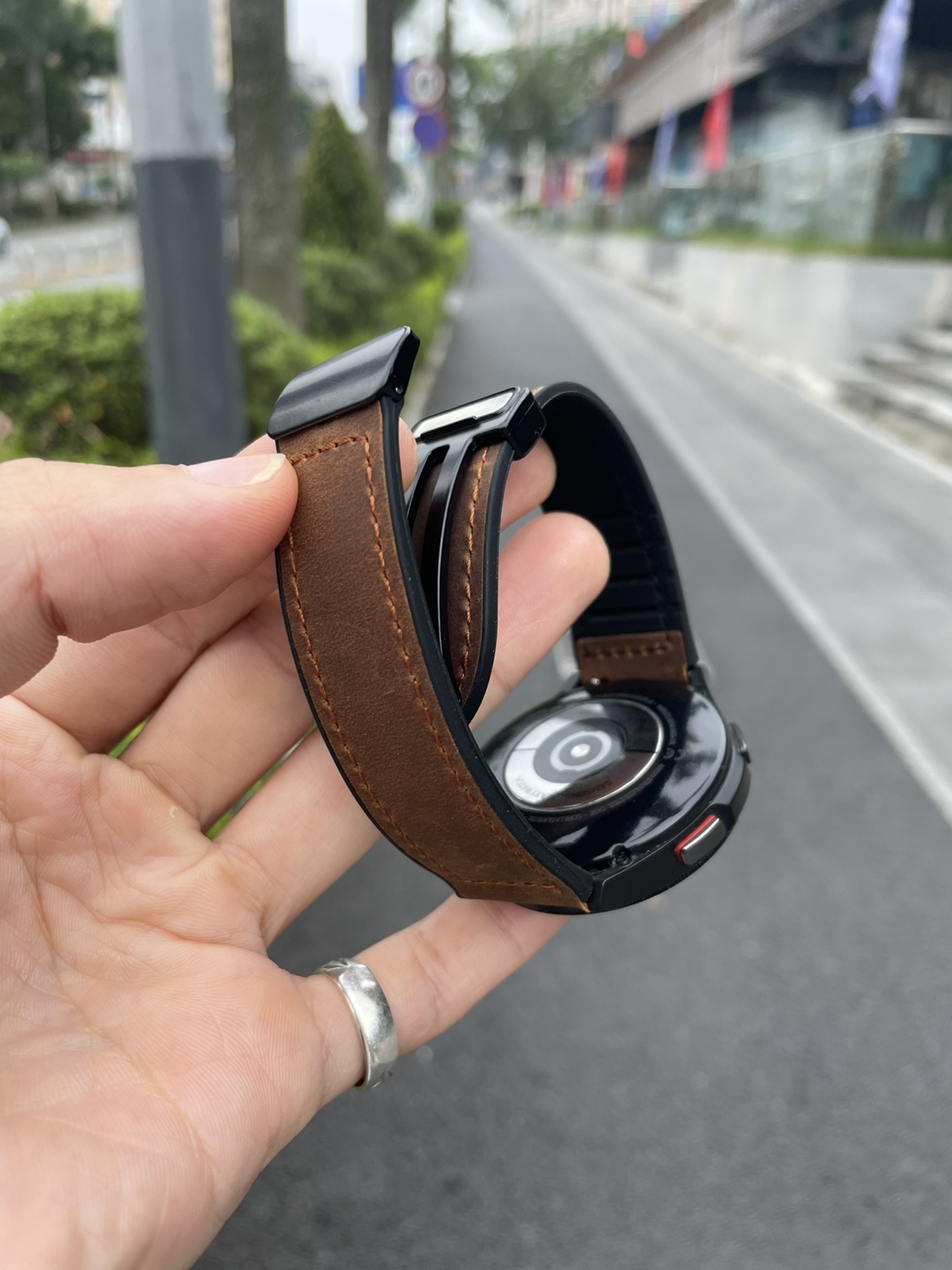 疯马纹皮适用三星手表Galaxy Watch 4classic表带5pro真皮磁吸扣6 智能设备 智能手表手环表带/腕带 原图主图