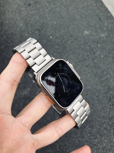 卡客 加宽24适用苹果手表iwatch钢带Ultra不锈钢s98765三珠钛色
