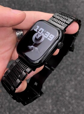 卡客风暴 15珠钢带适用苹果iwatch手表表带s11不锈钢Ultra金属987