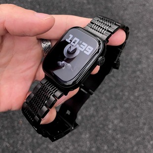 卡客风暴 15珠钢带适用苹果iwatch手表表带s11不锈钢Ultra金属987