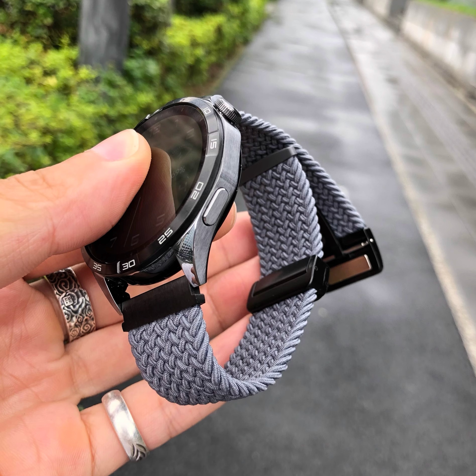卡客 编织适用华为手表GT4表带gt23pro弹力watch3磁吸扣小米oppo