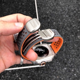 卡客风暴 新款圆滑磁吸扣适用苹果iwatch表带s10透气硅胶98夏天11