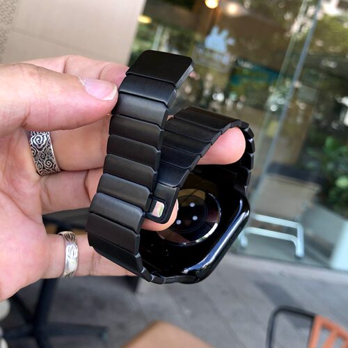卡客风暴 钢带适用苹果手表applewatch表带s10不锈钢金属磁吸9876
